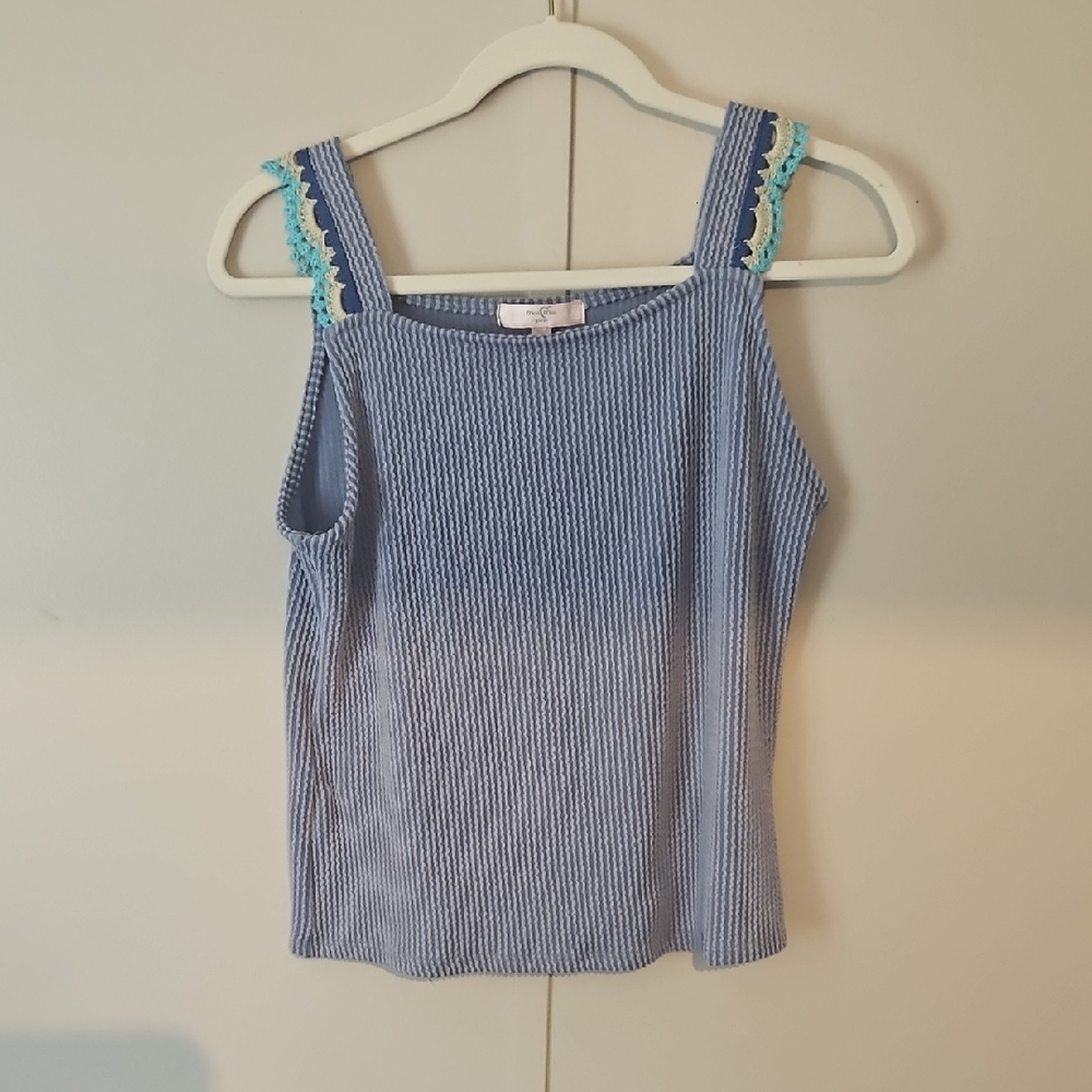 Moa Moa Blue Tank with Teal Lace Straps